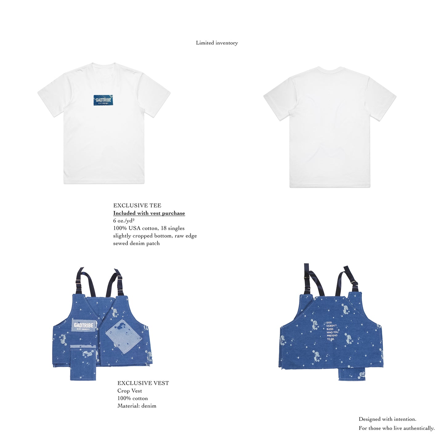 GDB cropped denim vest & tee