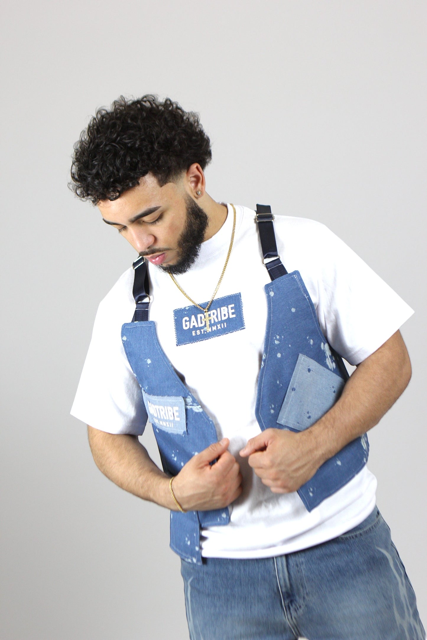GDB cropped denim vest & tee