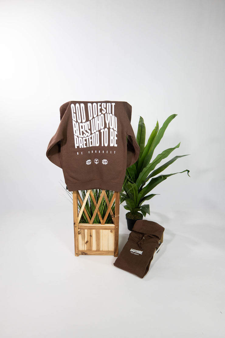 No pretending hoody (brown/white)