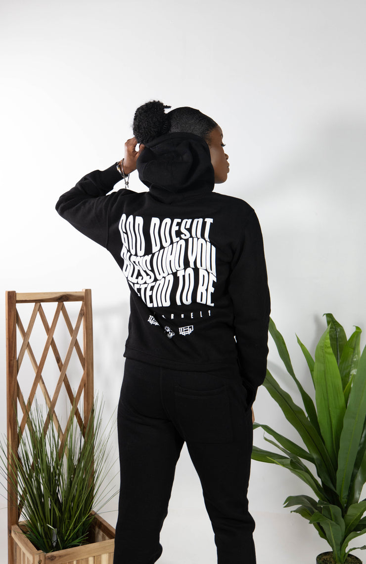 No pretending hoody (black/white)