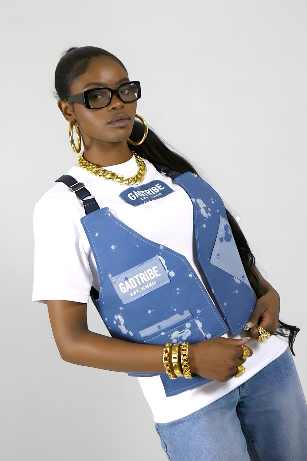 GDB cropped denim vest