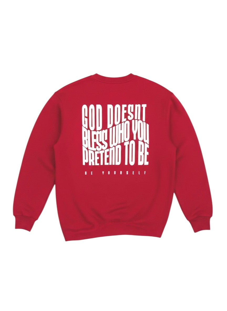No pretending cropped crew sweater (cardinal)