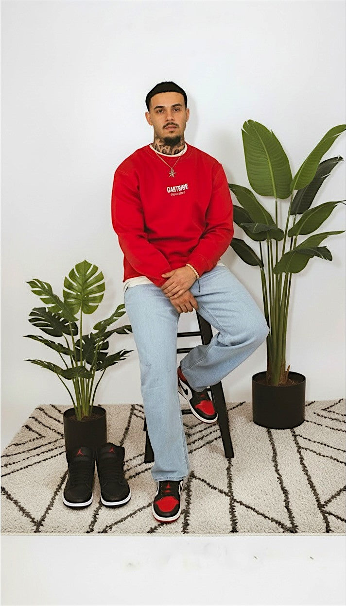 No pretending crew sweater (cardinal)