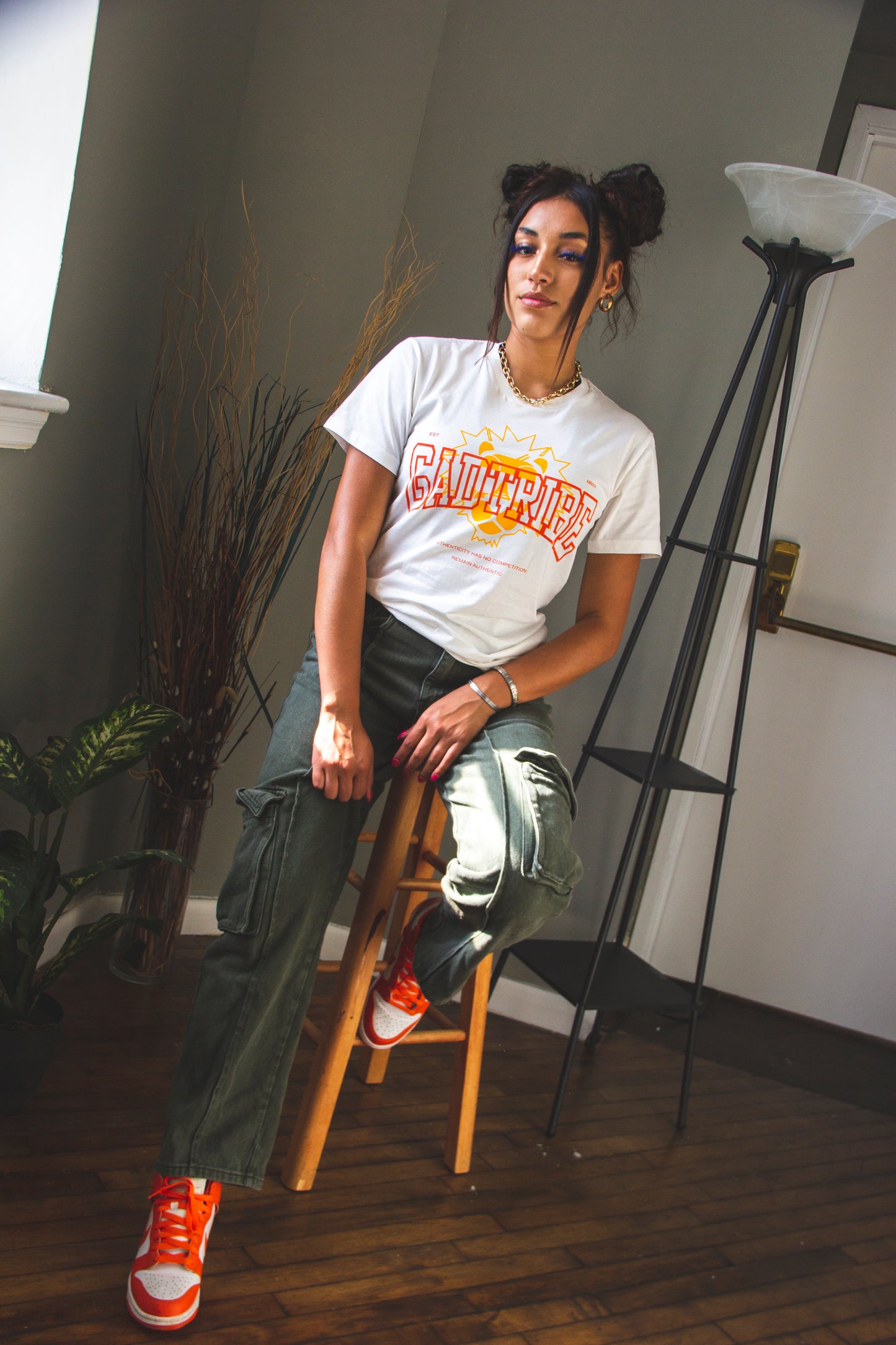 Classic logo Tee- Natural (Summer oranges)